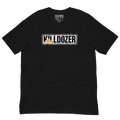 Black t-shirt with 'WALDOZER' logo on a white background
